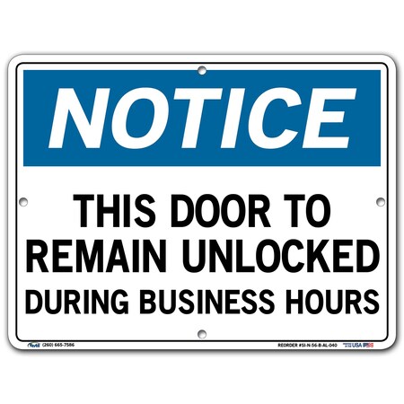 Vestil Aluminum Sign, 9-1/2" Height, 12-1/2" Width, Aluminum, Rectangle, English SI-N-56-B-AL-040